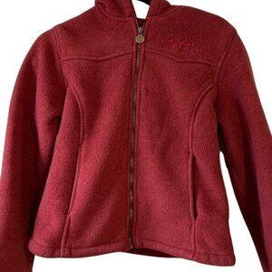 Outback Trading Co. Red Fleece Zip Jacket With Hood Womens Small